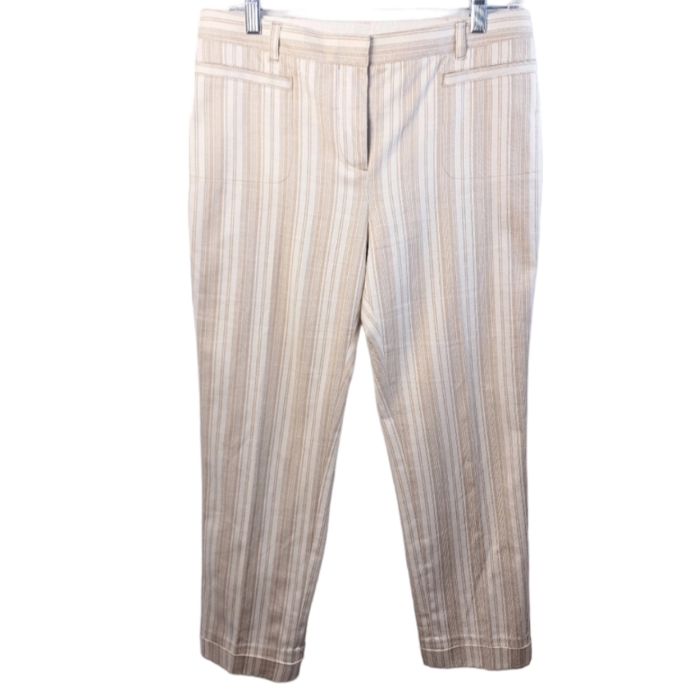 Tory Burch Women's‎ Ivory & Beige Dress Pants With Stripe Designs Size 6
